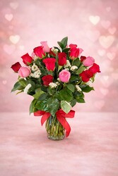 2 Dozen Romantic Red and Pink Roses 
