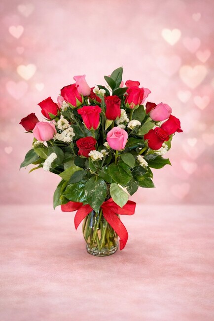 2 Dozen Romantic Red and Pink Roses  from FlowerCraft in Atlanta, GA