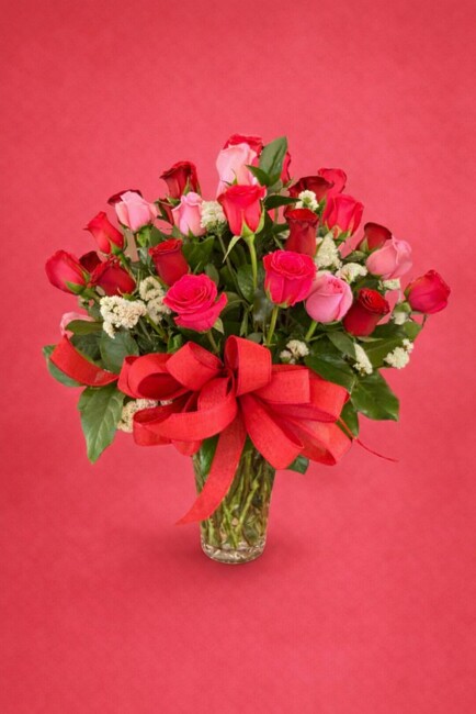 3 Dozen Romantic Red and Pink Roses  from FlowerCraft in Atlanta, GA