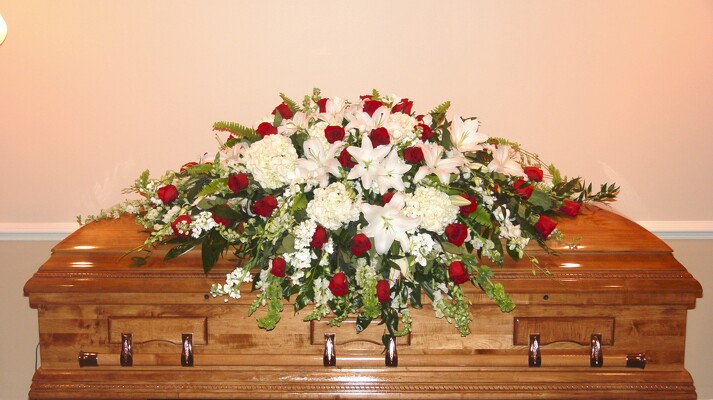 FC-C3500 Red & White Casket Blanket from FlowerCraft in Atlanta, GA