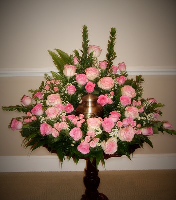 FC-U5400 Pink Rose Urn Wreath from FlowerCraft in Atlanta, GA