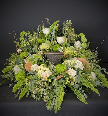 FC-U5900 Natural Green & White Urn Wreath from FlowerCraft in Atlanta, GA