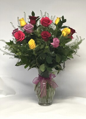 Mixed Colored Dozen Roses from FlowerCraft in Atlanta, GA