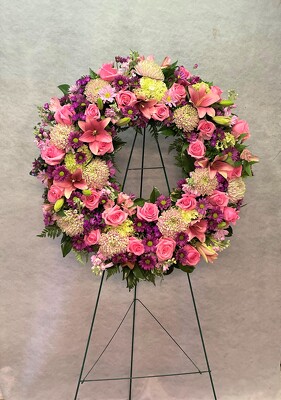 Pink/Lavender Garden Wreath from FlowerCraft in Atlanta, GA