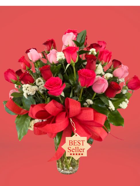 4 Dozen Romanic Red and Pink Roses from FlowerCraft in Atlanta, GA