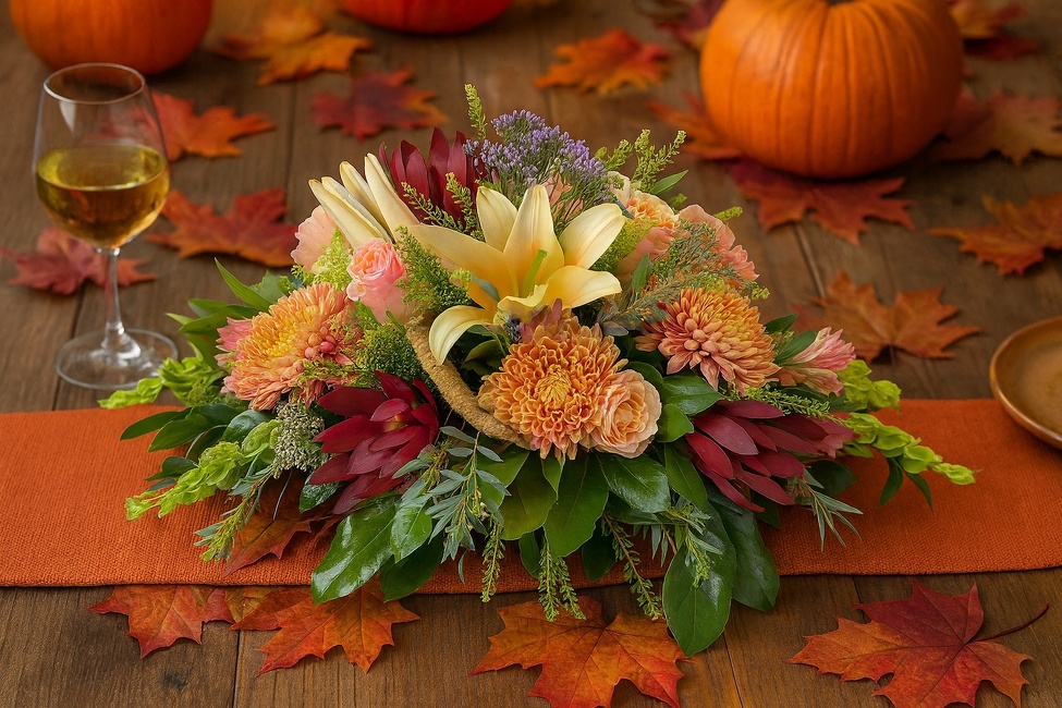 SOFT FALL TONES CENTERPIECE from FlowerCraft in Atlanta, GA
