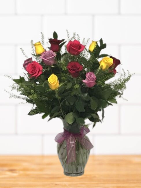 Mixed Colored Dozen Roses from FlowerCraft in Atlanta, GA