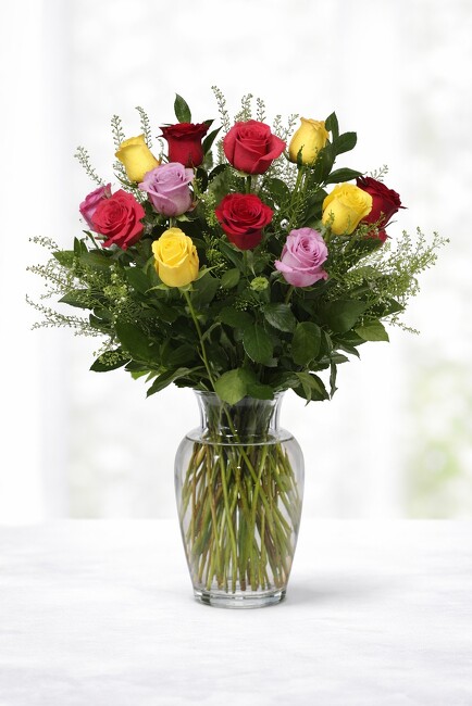 Mixed Colored Dozen Roses from FlowerCraft in Atlanta, GA