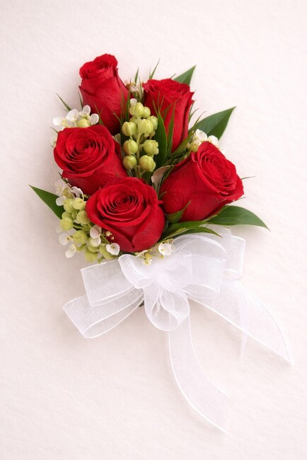 Red & White Wrist Corsage from FlowerCraft in Atlanta, GA